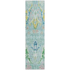 Machine Washable Indoor/Outdoor Chantille Teal 2'3" x 7'6" Runner Rug