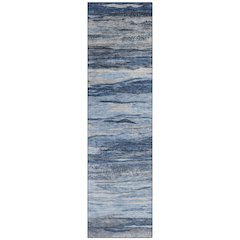 Machine Washable Indoor/Outdoor Chantille Blue 2'3" x 7'6" Runner Rug