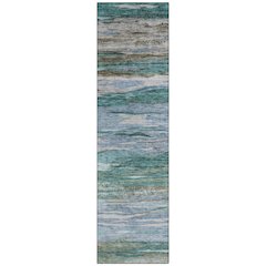 Machine Washable Indoor/Outdoor Chantille Teal 2'3" x 7'6" Runner Rug