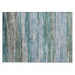 Machine Washable Indoor/Outdoor Chantille Teal 1'8" x 2'6" Rug