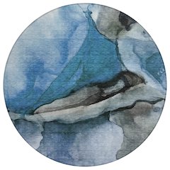 Machine Washable Indoor/Outdoor Chantille Blue 8' x 8' Round Rug