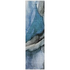 Machine Washable Indoor/Outdoor Chantille Blue 2'3" x 7'6" Runner Rug