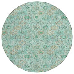 Machine Washable Indoor/Outdoor Chantille Aqua 8' x 8' Round Rug