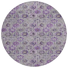 Machine Washable Indoor/Outdoor Chantille Purple 8' x 8' Round Rug