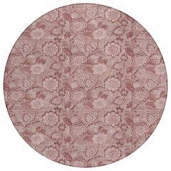Machine Washable Indoor/Outdoor Chantille Blush 8' x 8' Round Rug