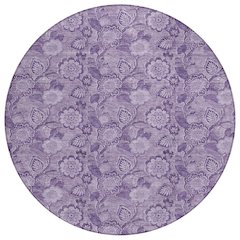 Machine Washable Indoor/Outdoor Chantille Plum 8' x 8' Round Rug