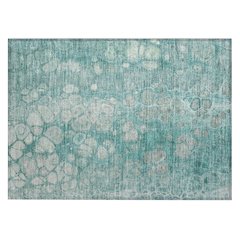 Machine Washable Indoor/Outdoor Chantille Aqua 1'8" x 2'6" Rug