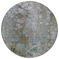 Machine Washable Indoor/Outdoor Chantille Brown 8' x 8' Round Rug