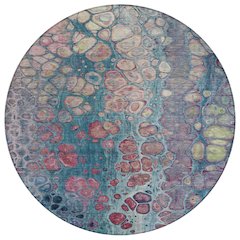 Machine Washable Indoor/Outdoor Chantille Teal 8' x 8' Round Rug