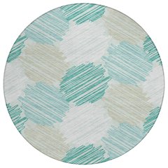 Machine Washable Indoor/Outdoor Chantille Teal 8' x 8' Round Rug