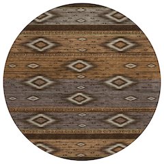 Machine Washable Indoor/Outdoor Chantille Chocolate 8' x 8' Round Rug