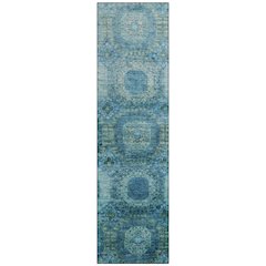 Machine Washable Indoor/Outdoor Chantille Blue 2'3" x 7'6" Runner Rug