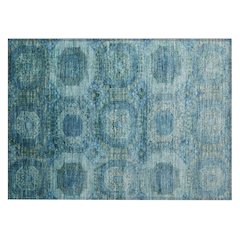Machine Washable Indoor/Outdoor Chantille Blue 1'8" x 2'6" Rug