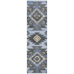 Machine Washable Indoor/Outdoor Chantille Blue 2'3" x 7'6" Runner Rug