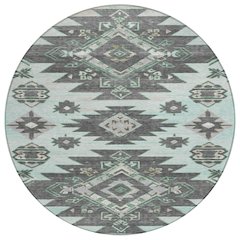 Machine Washable Indoor/Outdoor Chantille Mint 8' x 8' Round Rug