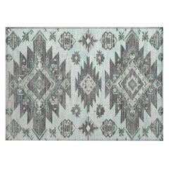 Machine Washable Indoor/Outdoor Chantille Mint 1'8" x 2'6" Rug