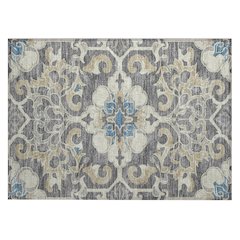 Machine Washable Indoor/Outdoor Chantille Beige 1'8" x 2'6" Rug