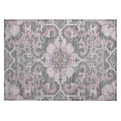 Machine Washable Indoor/Outdoor Chantille Pink 1'8" x 2'6" Rug