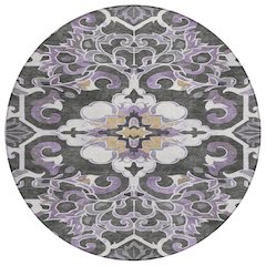 Machine Washable Indoor/Outdoor Chantille Purple 8' x 8' Round Rug