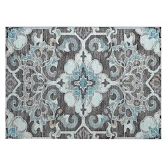 Machine Washable Indoor/Outdoor Chantille Teal 1'8" x 2'6" Rug