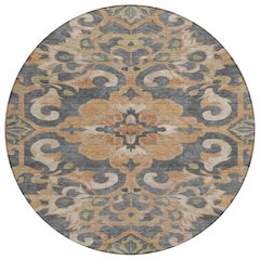 Machine Washable Indoor/Outdoor Chantille Terracotta 8' x 8' Round Rug