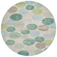 Machine Washable Indoor/Outdoor Chantille Teal 8' x 8' Round Rug