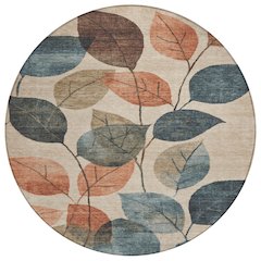 Machine Washable Indoor/Outdoor Chantille Beige 8' x 8' Round Rug