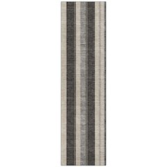 Machine Washable Indoor/Outdoor Chantille Black 2'3" x 7'6" Runner Rug