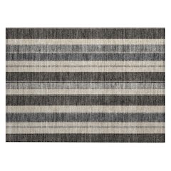 Machine Washable Indoor/Outdoor Chantille Black 1'8" x 2'6" Rug