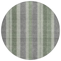 Machine Washable Indoor/Outdoor Chantille Green 8' x 8' Round Rug