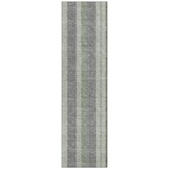 Machine Washable Indoor/Outdoor Chantille Green 2'3" x 7'6" Runner Rug