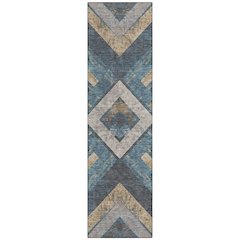 Machine Washable Indoor/Outdoor Chantille Navy 2'3" x 7'6" Runner Rug
