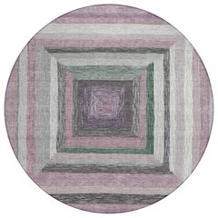 Machine Washable Indoor/Outdoor Chantille Blush 8' x 8' Round Rug