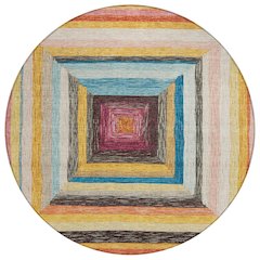 Machine Washable Indoor/Outdoor Chantille Honey 8' x 8' Round Rug