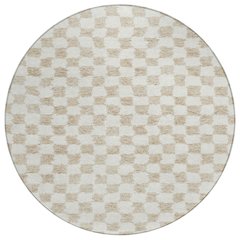 Machine Washable Indoor/Outdoor Chantille Beige 8' x 8' Round Rug