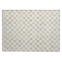 Machine Washable Indoor/Outdoor Chantille Beige 1'8" x 2'6" Rug