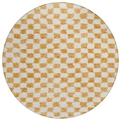 Machine Washable Indoor/Outdoor Chantille Orange 8' x 8' Round Rug