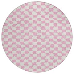 Machine Washable Indoor/Outdoor Chantille Pink 8' x 8' Round Rug