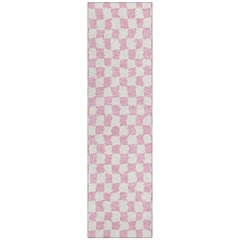 Machine Washable Indoor/Outdoor Chantille Pink 2'3" x 7'6" Runner Rug