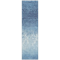 Machine Washable Indoor/Outdoor Chantille Denim 2'3" x 7'6" Runner Rug