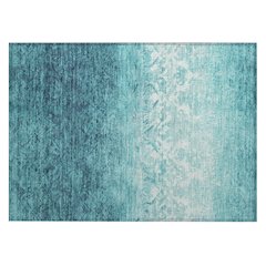 Machine Washable Indoor/Outdoor Chantille Teal 1'8" x 2'6" Rug