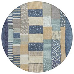 Machine Washable Indoor/Outdoor Chantille Navy 8' x 8' Round Rug