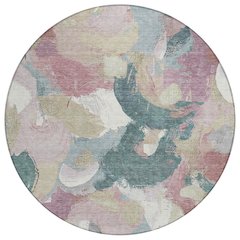 Machine Washable Indoor/Outdoor Chantille Mauve 8' x 8' Round Rug