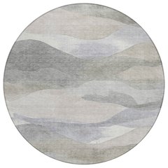 Machine Washable Indoor/Outdoor Chantille Beige 8' x 8' Round Rug