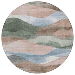 Machine Washable Indoor/Outdoor Chantille Salmon 8' x 8' Round Rug