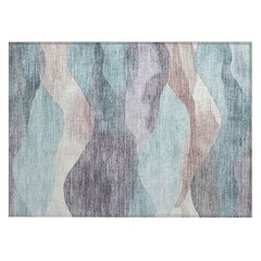 Machine Washable Indoor/Outdoor Chantille Teal 1'8" x 2'6" Rug