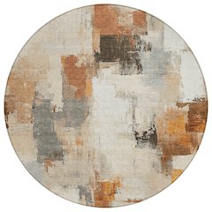 Machine Washable Indoor/Outdoor Chantille Ivory 8' x 8' Round Rug