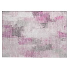 Machine Washable Indoor/Outdoor Chantille Pink 1'8" x 2'6" Rug
