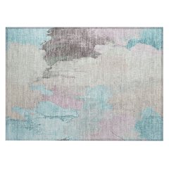 Machine Washable Indoor/Outdoor Chantille Teal 1'8" x 2'6" Rug