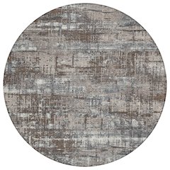 Machine Washable Indoor/Outdoor Chantille Brown 8' x 8' Round Rug